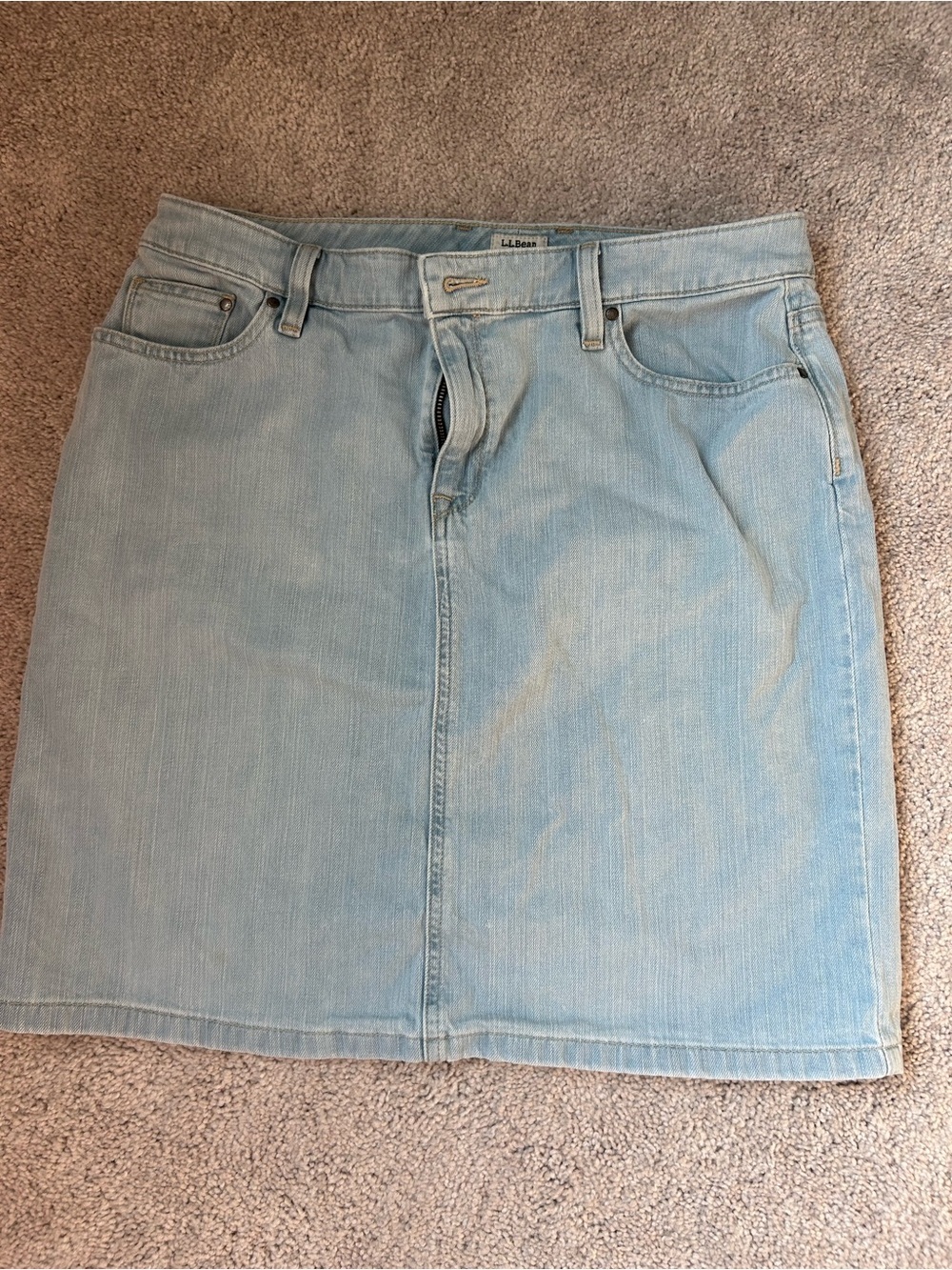 L.L. Bean Light wash Blue Denim Mini Skirt favorite fit